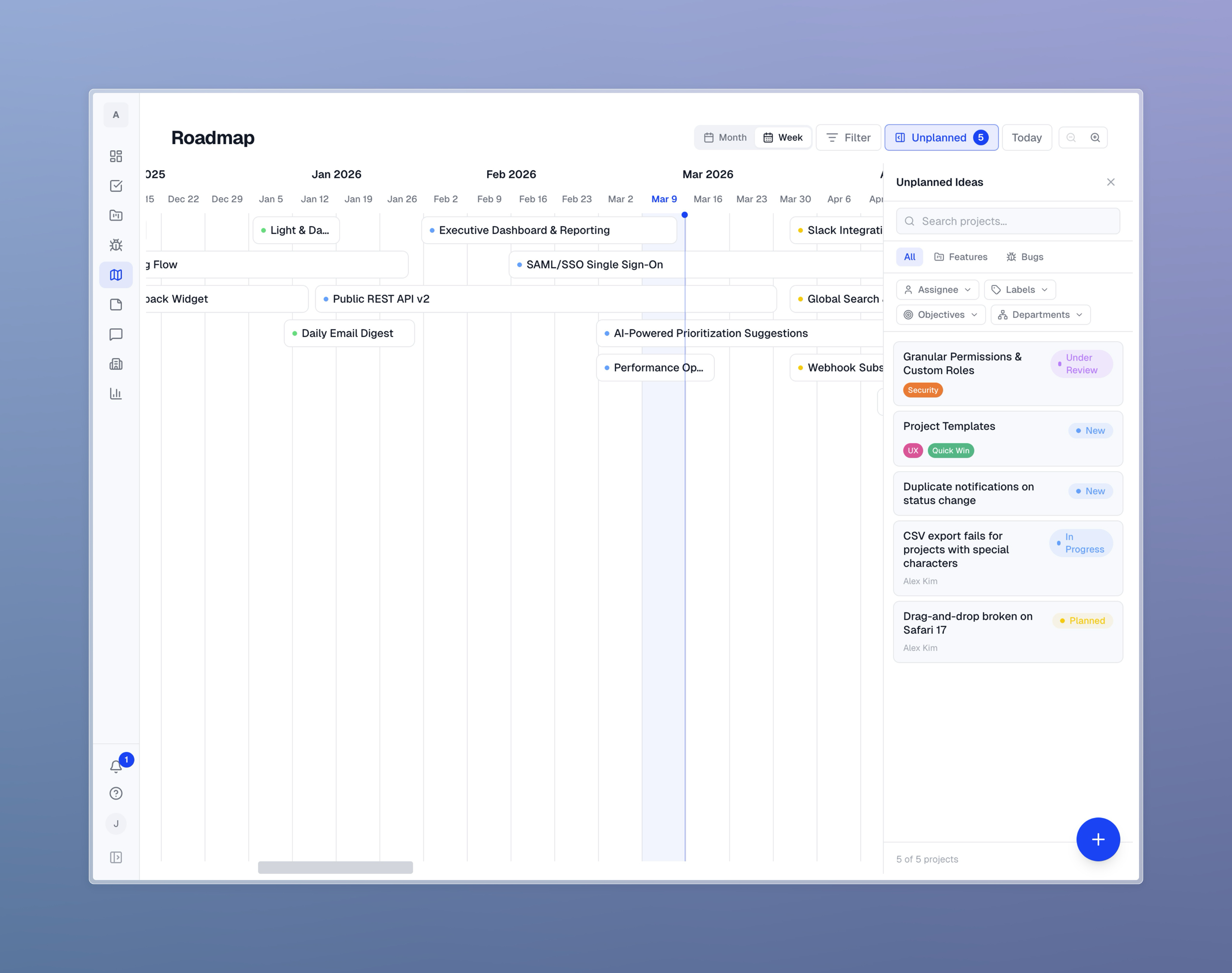 Notes editor with rich text, linked projects, and participants
