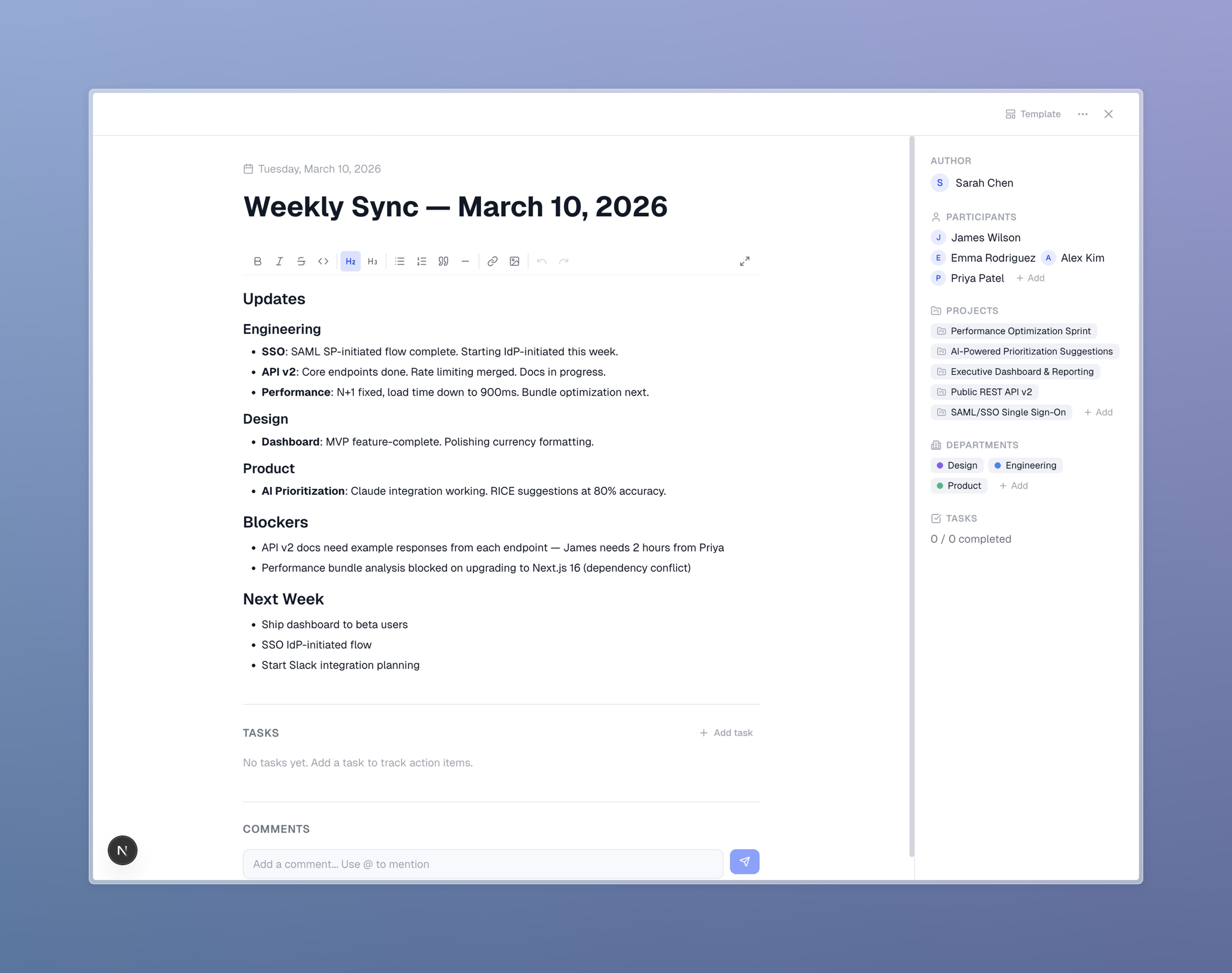 Calibrato roadmap timeline view with filter panel